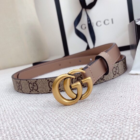 2 cm Gucci Monogram Fashion Double G Buckle GG Belt Tan 90/36 - Picture 5 of 9